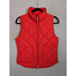 J Crew Puffer Vest Womens S Down Polyester Orange Quilted
